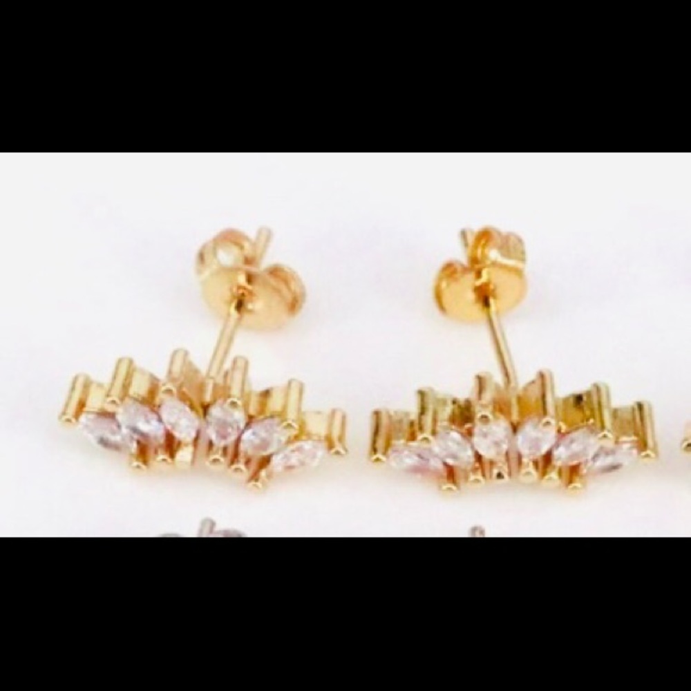 Gold Marquise Crystal Cartilage Minimalist Stud Earrings